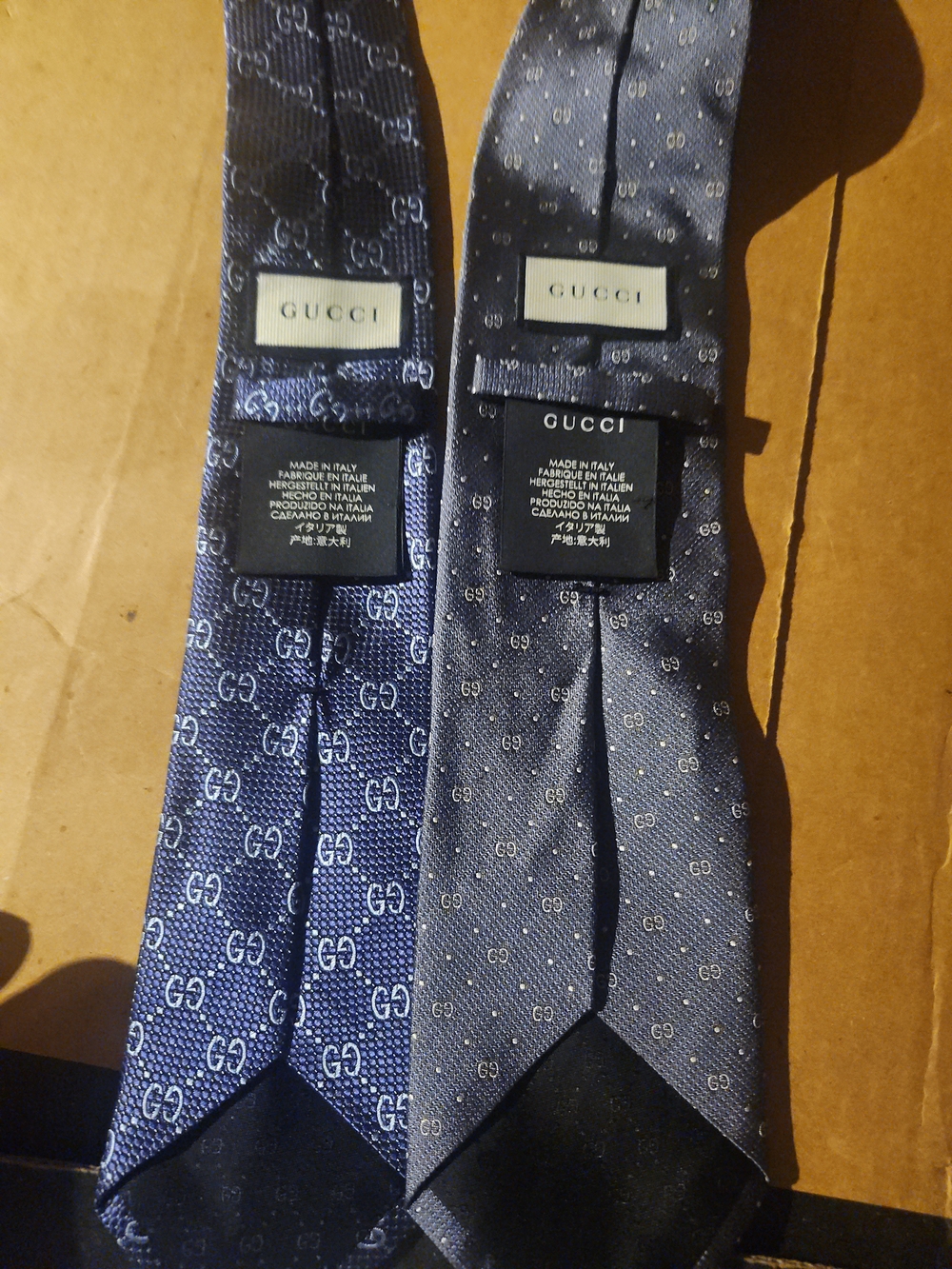 Gucci Navy GG Silk Tie + Navy Patterned Silk Tie - Set of 2 - Picture 3 of 4